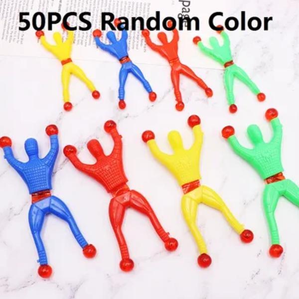 5-50 pcs/set 8.5cm pegajoso brinquedo janela homem com mão pegajosa 3 brinquedos cor e anos sobre plástico pés adequados para crianças