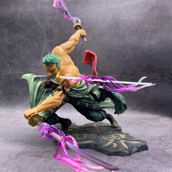 One Piece Anime Action Figure, GK Roronoa Zoro, Três Lâminas, Manga Sa-maximum, Estátua, Modelo de Coleção, Brinquedo, Quente, 10cm