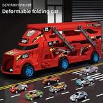 Grande caminhão deformação transportador carro brinquedos para crianças, modelo educacional, pista dobrável, veículo de corrida, presente de aniversário para meninos e meninas