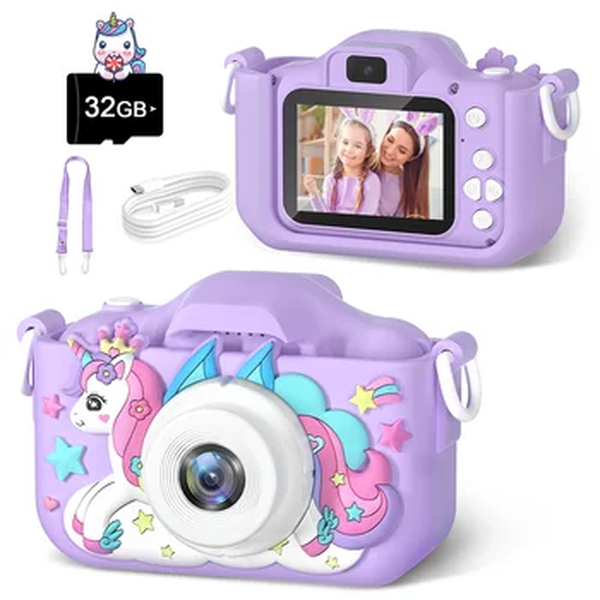 Mini Câmera Digital para Crianças, Brinquedos para Meninos e Meninas, Vídeo Criança, Cartão SD de 32 GB, Presentes de Natal e Aniversário