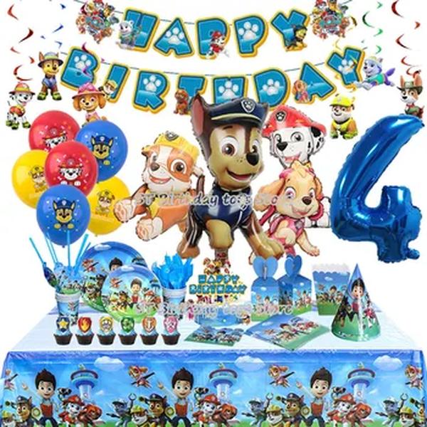 PAW Patrol Birthday Party Decoration for Kids, Folha de alumínio, Balão de látex, Talheres descartáveis, Suprimentos para eventos, Banner Backdrop, Brinquedo