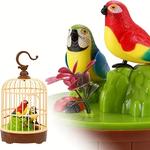 Aves de indução ativada por voz Birdcage Toy, falando, chilreando, papagaio esvoaçante, presentes para bebê criança, crianças, crianças