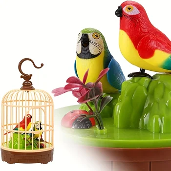 Aves de indução ativada por voz Birdcage Toy, falando, chilreando, papagaio esvoaçante, presentes para bebê criança, crianças, crianças