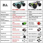 ZLL-SG116 MAX Professional Car Racing, Brushless Brinquedos Controle Remoto, 4WD, 80KM, H, 2.4G, alta velocidade, Off-Road Drift Cars