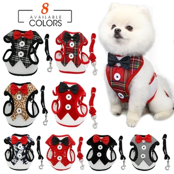 Elegante Bow Dog Coleiras Gravata Tração Corda Natal Pet Harness para Small Medium Dogs Cat Chest Strap Dog Acessórios Presentes