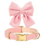 Pink Dog Collar Harness Leash Set Cute Dog Collar Leash Com Bowtie Soft Harness Vest Para Small Medium Dogs Outdoor Walking