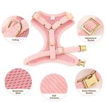 Pink Dog Collar Harness Leash Set Cute Dog Collar Leash Com Bowtie Soft Harness Vest Para Small Medium Dogs Outdoor Walking