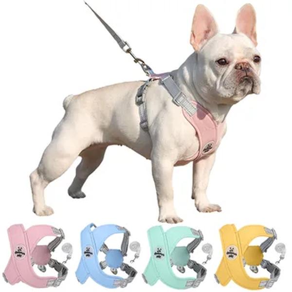 X Shaped Dog Harness Vest Set para cães pequenos e médios, trela reflexiva para cachorro, cintas de peito de gato, malha respirável