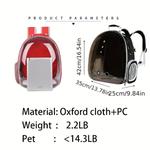 Cápsula espaço pet transparente respirável, gato mochila, durável acrílico pet carrier, acesso com zíper