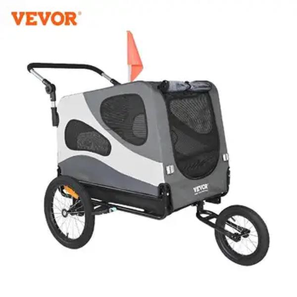 VEVOR-Dog Bike Trailer, carrinho de carrinho de estimação, fácil suporte de bicicleta dobrável com acoplador, refletores, bandeira para cães, 2 em 1, 100 lbs