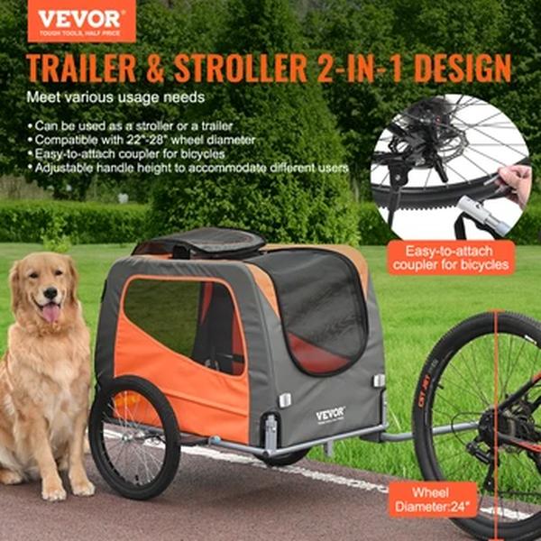 Vevor-Dog Bike Trailer, 2 em 1 carrinho de estimação, carrinho dobrável, suporte de bicicletas com rodas, acoplador universal para cães e gatos, £ 66