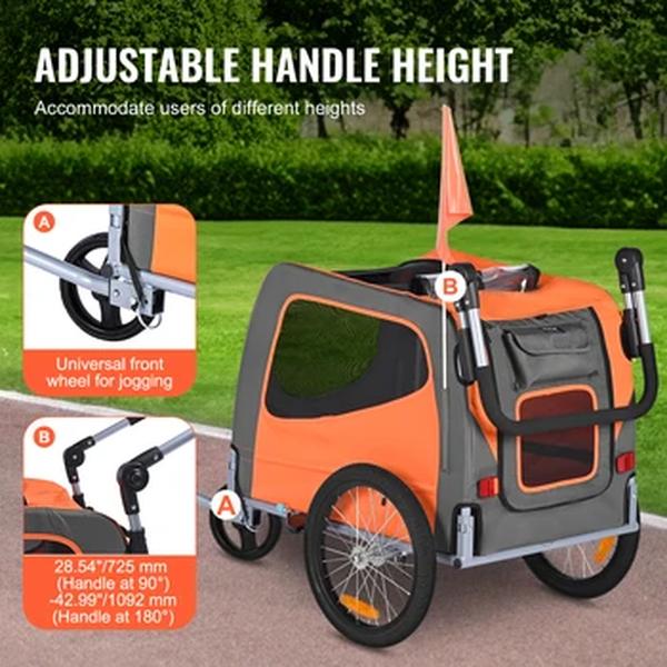 Vevor-Dog Bike Trailer, 2 em 1 carrinho de estimação, carrinho dobrável, suporte de bicicletas com rodas, acoplador universal para cães e gatos, £ 66