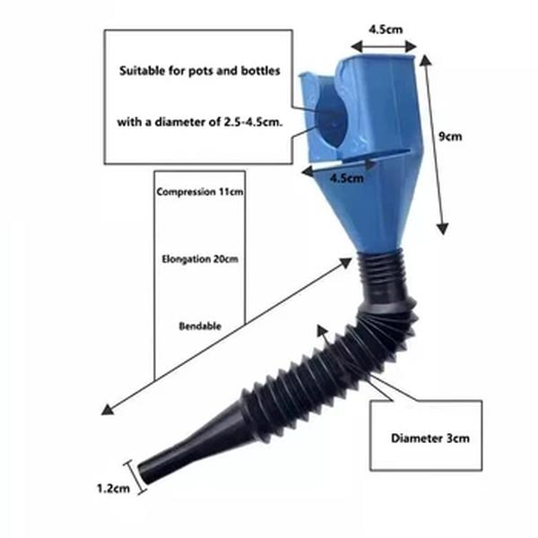 Funil plástico portátil do combustível para o carro e a motocicleta, pressão-em, mãos-livres, ferramentas telescópicas, acessórios do combustível, 1 PC, 2 PCes, 4 PCes