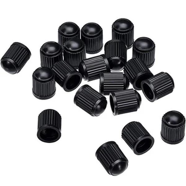 Pneu de carro Válvula Caps, Cúpula Forma, Plástico, Preto, Bike Tire, O Borracha, Anel Cobre, Poeira, Auto, Motocicleta, Cap Decor, 20pcs