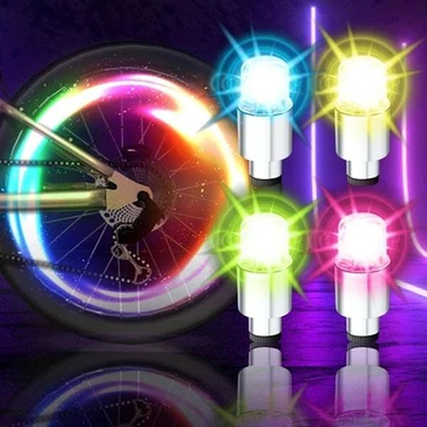 LED colorido carro pneu válvula Cap, ciclismo roda lanterna, Air Valve Stem Light Cap, Auto pneu acessório, 2pcs