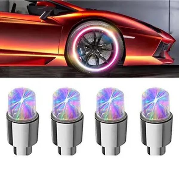 4 pçs colorido tampões de válvula de pneu de carro led motocicleta ciclismo roda lanterna raios hub lâmpada pneu tampas de roda acessórios de pneus automóveis