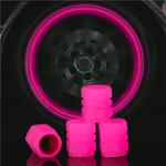 Fluorescente Pneu Air Valve Stem Cover, Luminous Tire Cap, Auto Styling Acessórios, Rosa Carro, Motocicleta, 4pcs