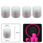 Fluorescente Pneu Air Valve Stem Cover, Luminous Tire Cap, Auto Styling Acessórios, Rosa Carro, Motocicleta, 4pcs