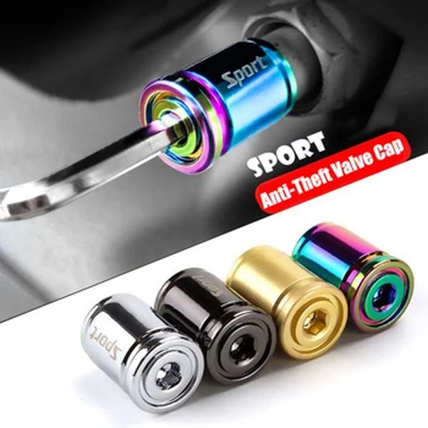 Zinc Alloy Anti-Theft Sport Car Tire Valve Caps, Pneus de roda, Stem Air Cap para carro, caminhões, motocicleta, bicicleta