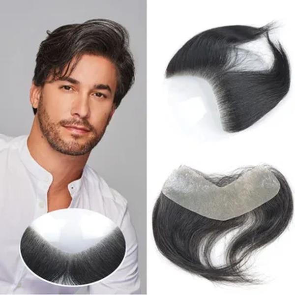 Toupee pele ultra fina para testa, V forma frontal linha fina Patch, peruca de cabelo humano masculino, prótese capilar peruk, 0,06mm