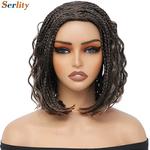 Box Knotless Bob trançado perucas para mulheres negras, Ombe Blonde, Bob Wig, Boho Curly perucas, couro cabeludo falso, curto, 12"