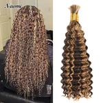 Cabelo humano de onda profunda para Boho, tranças sem nós, massa duplo desenhado, destaque onda de água, micro trança, 1B, P4, 27