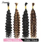 Cabelo humano de onda profunda para Boho, tranças sem nós, massa duplo desenhado, destaque onda de água, micro trança, 1B, P4, 27