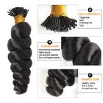 Loose Wave Hair Extensions, Natural Black Hair, Real Human Fusion Hair, Queratina Capsule, Cor Marrom, 30 ", 50Pcs, Set