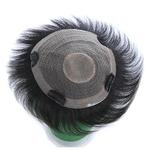 Peruca Capilar Máquina de Protese para Homens, Cabelo Natural, 100% Cabelo Humano, Sistema de Substituição, Toupee Preto, Masculino