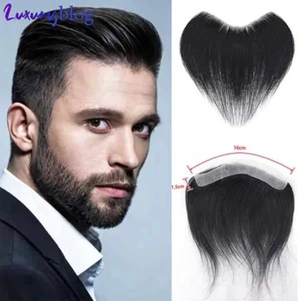 Cabelo fino na testa para homens, linha fina fina, prótese capilar 100% cabelo humano, peruca frontal, 0,06mm