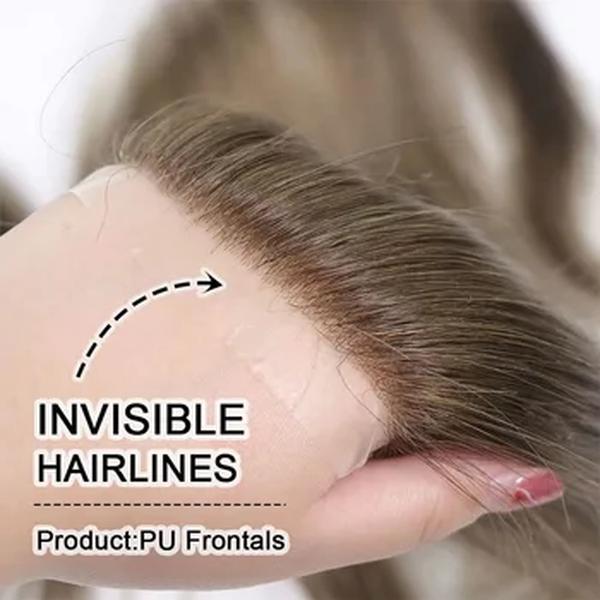 Linha Fina Frontal Reta para Homens, V Loop Toupee, 100% Cabelo Humano, Testa Marrom, Linha Fina Natural, Prótese Capilar