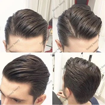 Natural linha fina injetado durável toupee pele fina completa do plutônio perucas de cabelo humano masculino loiro marrom unidade capilar prótese