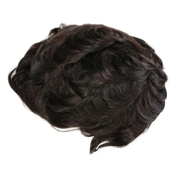 Natural linha fina injetado durável toupee pele fina completa do plutônio perucas de cabelo humano masculino loiro marrom unidade capilar prótese