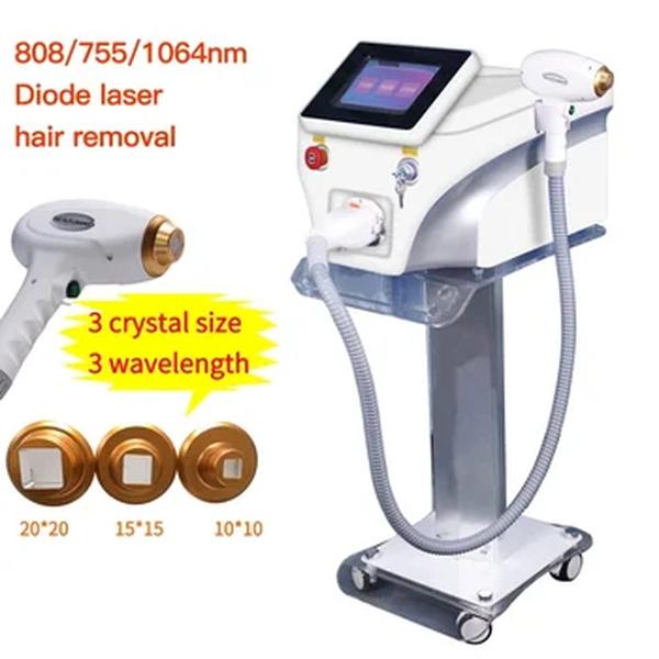 Máquina indolor da remoção do cabelo do laser do diodo, cara Depilator remoção do cabelo do corpo, multi comprimentos de onda, cabeça refrigerando, 755 808 1064nm