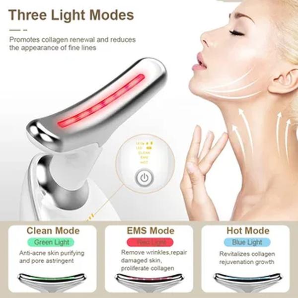 EMS Microcorrent Neck Facial Massager, LED Photon Therapy, Vibração, Face Beautify, Anti Rugas, Apertando a Ferramenta de Cuidados com a Pele