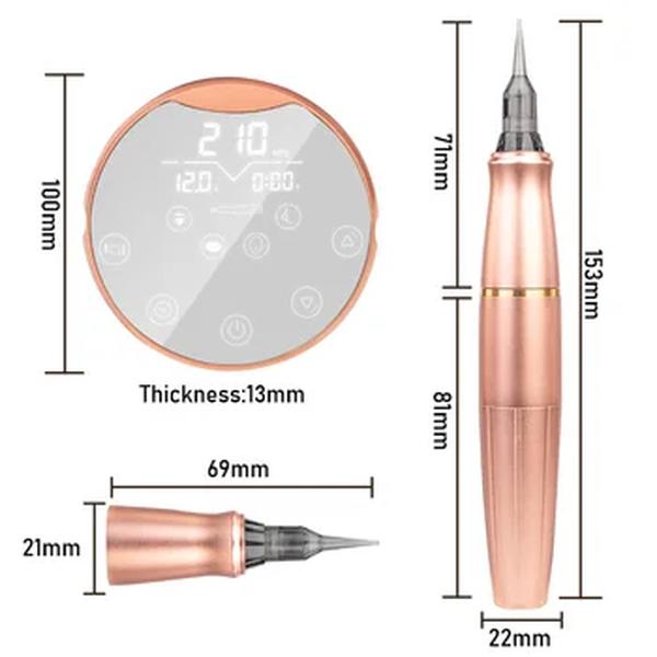 P90 Permanente Maquiagem Sobrancelha Tattoo Machine Kit, Professional Rotary Digital, Microblading, PMU Gun Pen com 2 Agulhas de Cartucho