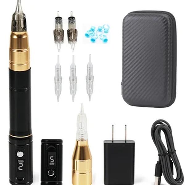 Máquina de maquiagem permanente sem fio, PMU, Miroblading Pen, sobrancelhas, Microshading Tattoo Kit com bateria, 5 pcs, agulha de cartucho