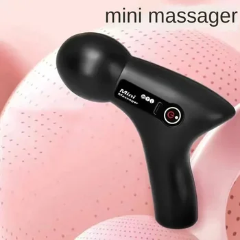 Mini pistola de massagem com tela LCD, massageador muscular elétrico portátil, pistola de fáscia para pescoço, pé, corpo, 6 cabeças