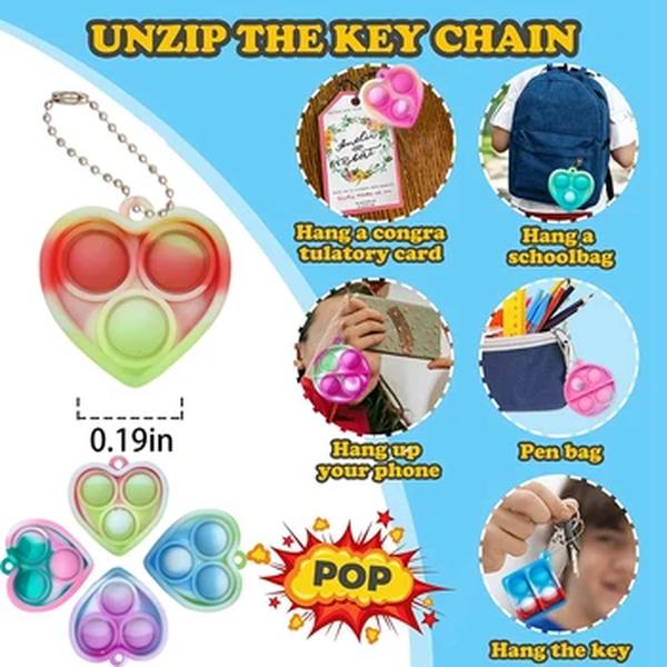 Mini Pop Fidget Toy Pack Kit para crianças e adultos, chaveiro, brinquedos de mão para alívio do estresse, favores de festa, brinquedo de escritório, 12 pcs, 24pcs