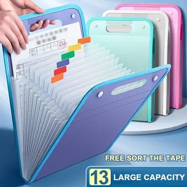 13 Pocket File Folders Portable A4 Letter Size Macaron Color Accordian Document Organizer para Classroom Office Home Storage