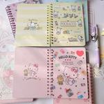 Kawaii Sanrio Anime Notebook, Olá Kitty Kuromi Cinnamoroll, Caderno de escritório, Manual, A6 Cartoon PP Bobina, Presentes Estudante