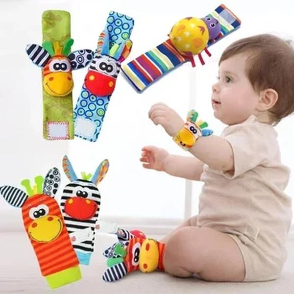 Chocalhos brinquedos para bebê, meias animais, pulseira de pulso e chocalho brinquedos, meias para crianças, chupeta bug, 0-12 meses