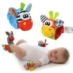 2 Pçs/SET Brinquedos Chocalho Do Bebê Bonito Stuffed Animals Pulso Chocalho Foot Finder Meias 0 ~ 12 Meses Para o Menino Menina Recém-nascido Presente