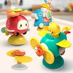 Cartoon Animal Spinner Toys for Kids, Ventosa, Janela Girando, Cadeira de bebê, Mesa, Brinquedo de Banho de Viagem, Presente Infantil, 3 Pcs Set