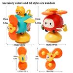 Cartoon Animal Spinner Toys for Kids, Ventosa, Janela Girando, Cadeira de bebê, Mesa, Brinquedo de Banho de Viagem, Presente Infantil, 3 Pcs Set