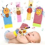 Bebê recém-nascido Dos Desenhos Animados Meias de pelúcia, Wrist Strap Chocalhos, Meias Pé, Grab Training, Brinquedos Educativos, Presente, 0-12 Meses