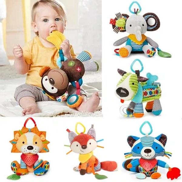 Brinquedos de pelúcia chocalho recheado para bebê, cama de animais pendurados, brinquedos infantis móveis, carrinho de 0 a 6 meses