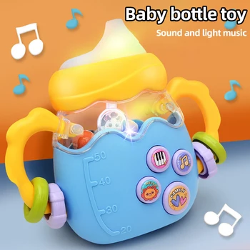 Baby Bottle chocalho Puzzle, Educação Infantil Brinquedo, Teaser Chupeta, Presente de Natal, Recém-nascido Grip Training, Música História