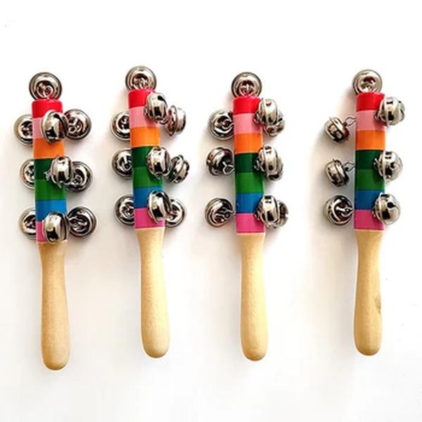 Sino de madeira colorido para crianças, brinquedo educativo montessori, treinamento de atenção, conforto Cross Bells, brinquedos de desenvolvimento TMZ