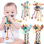 Desenvolvimento De Silicone Chocalho Teether Brinquedos, Montessori, Puxar Cordas Jogos, 1 Ano Brinquedos De Dentição Para Bebês, 6 12 Meses